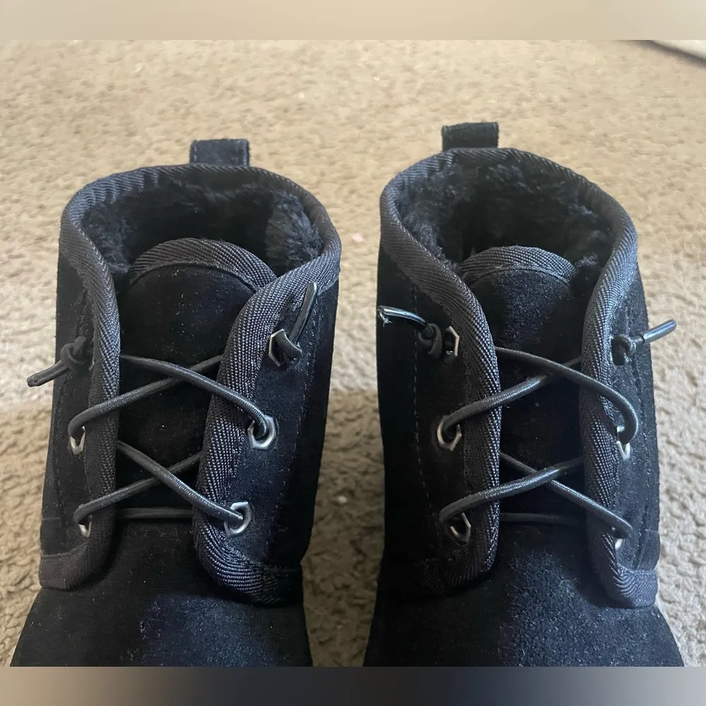 Faux Fur Suede Hightop Ankle Rise Boots Black Size 6.5 - Image 3