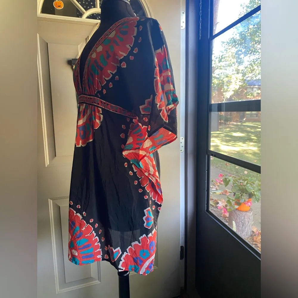 silk blend kimono waist tie resort beach dress, size medium - Image 12