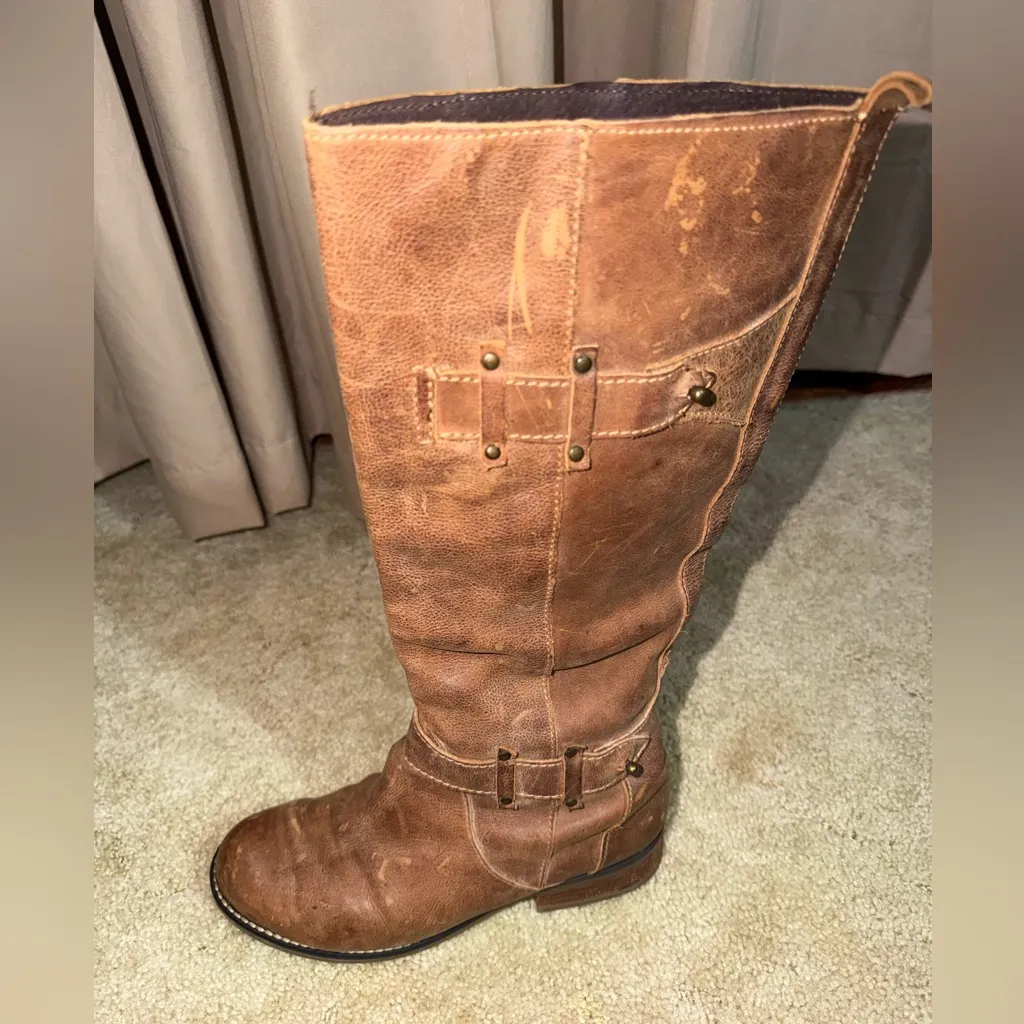 Corral Boots Brown Tan Leather Riding Boots Western Size 8 - Image 4