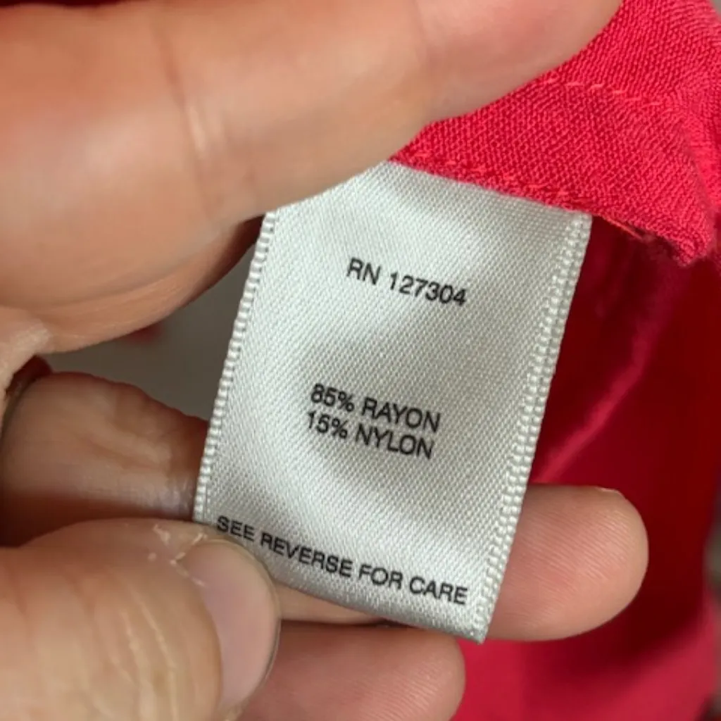 John Mark Blouse Women's Size 2X Wire Collar‎ Button down Artsy Red - Image 4