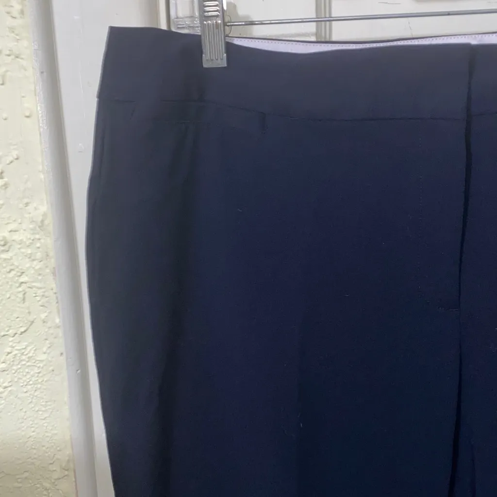 Liz Claiborne Career Audra Classic Navy Blue Zip Up Wide Leg Work Pants - Image 3