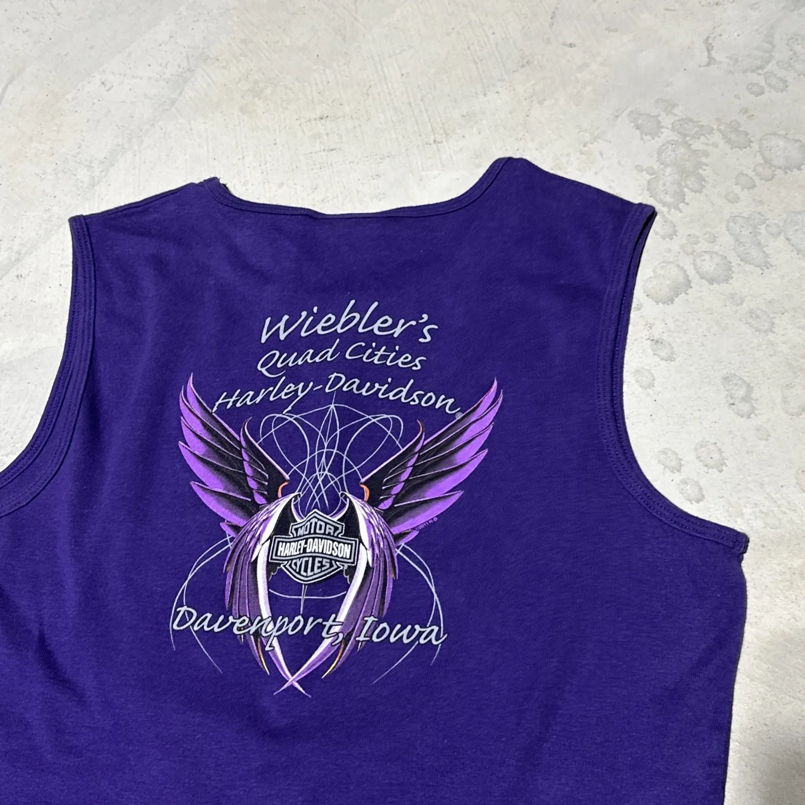 Women's Harley Davidson Tank Top SZ XL Quad Cities Davenport Iowa Purple Biker - Image 9