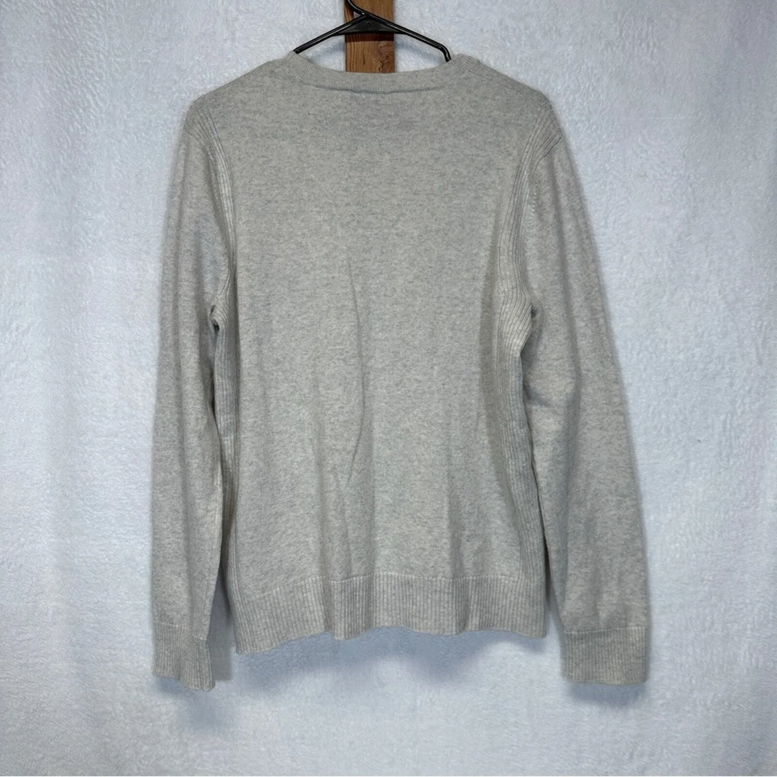 Vince Light Gray Merino Wool Pullover Sweater Women's Large Work Minimalist - Image 4