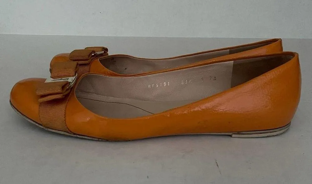 Ferragamo Varina Flat Apricot Patent Leather - Image 5