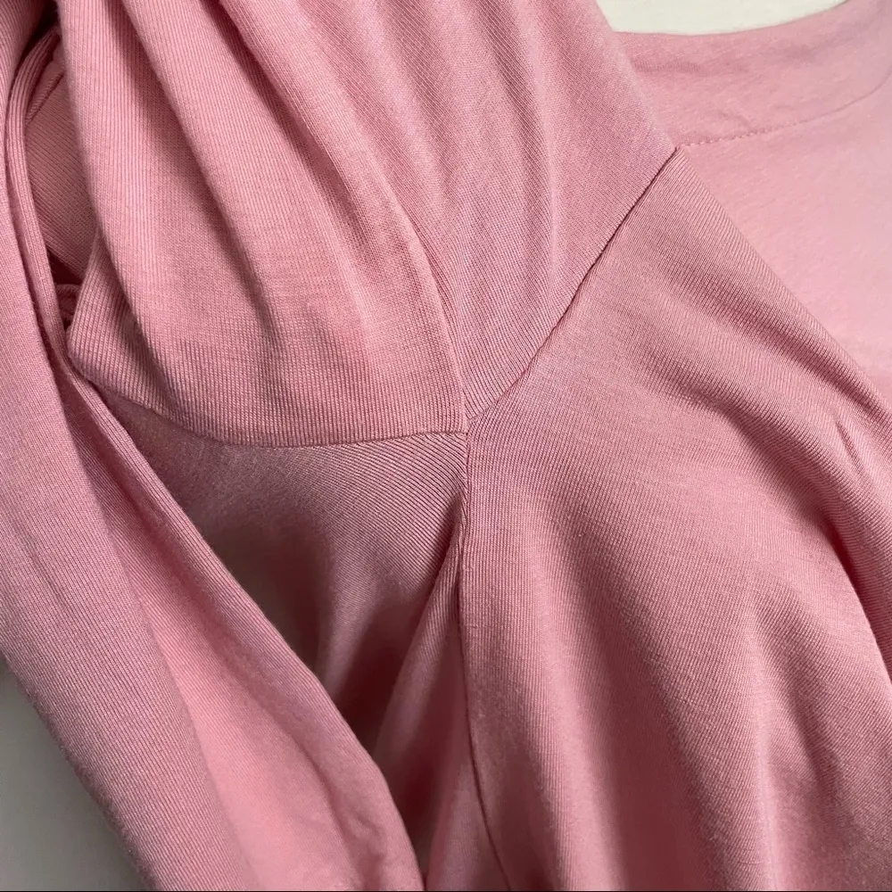 J Jill Top Lux Supima Boat Neck Tee Long Sleeve Step Hem Blush Pink - Image 3