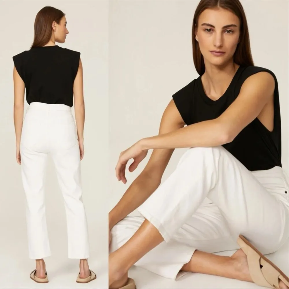 AGOLDE Riley High Rise Straight Crop Jeans in White Size 23 - Image 3