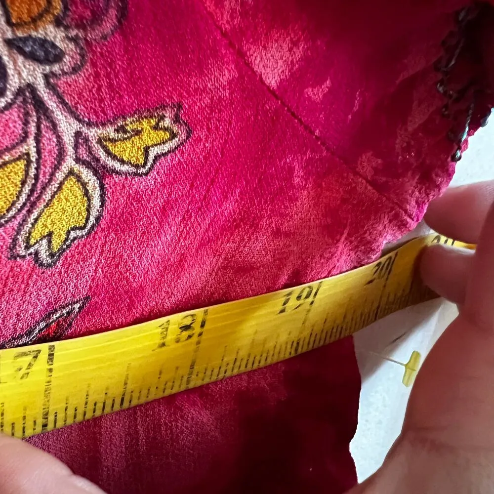 Paisley Peasant Sequin Top, Boho Chic Y2K Festival Hippie Eclectic Vintage Small Pink - Image 6