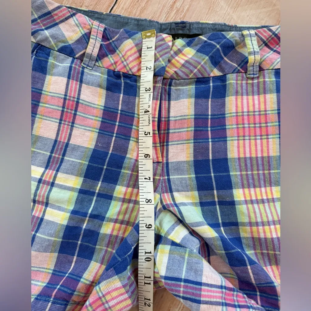 Talbots Size 6P Women's Perfect Shorts Blue Pink Plaid Linen Cotton Petite - Image 6