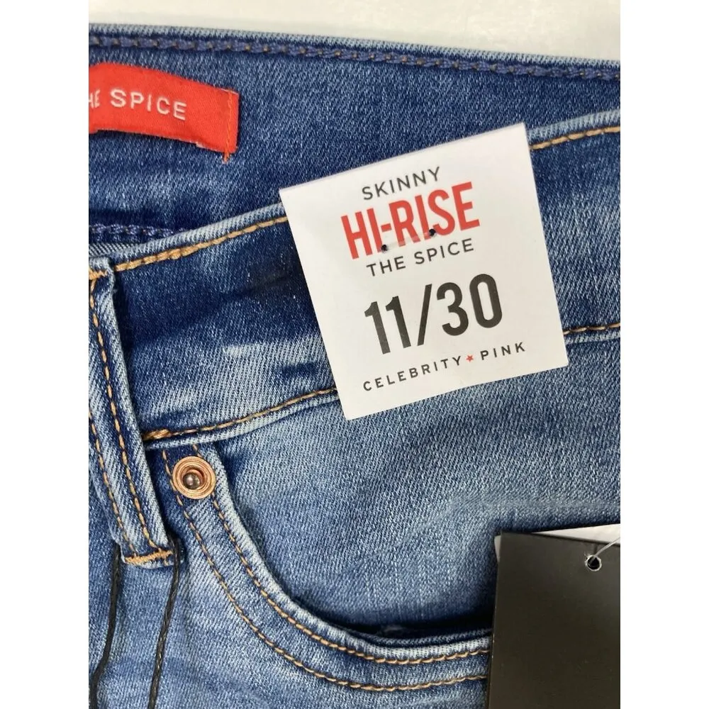 *New Celebrity Pink Skinny Hi-Rise The Spice Jeans Womens Size 11/30 Med Wash - Image 4