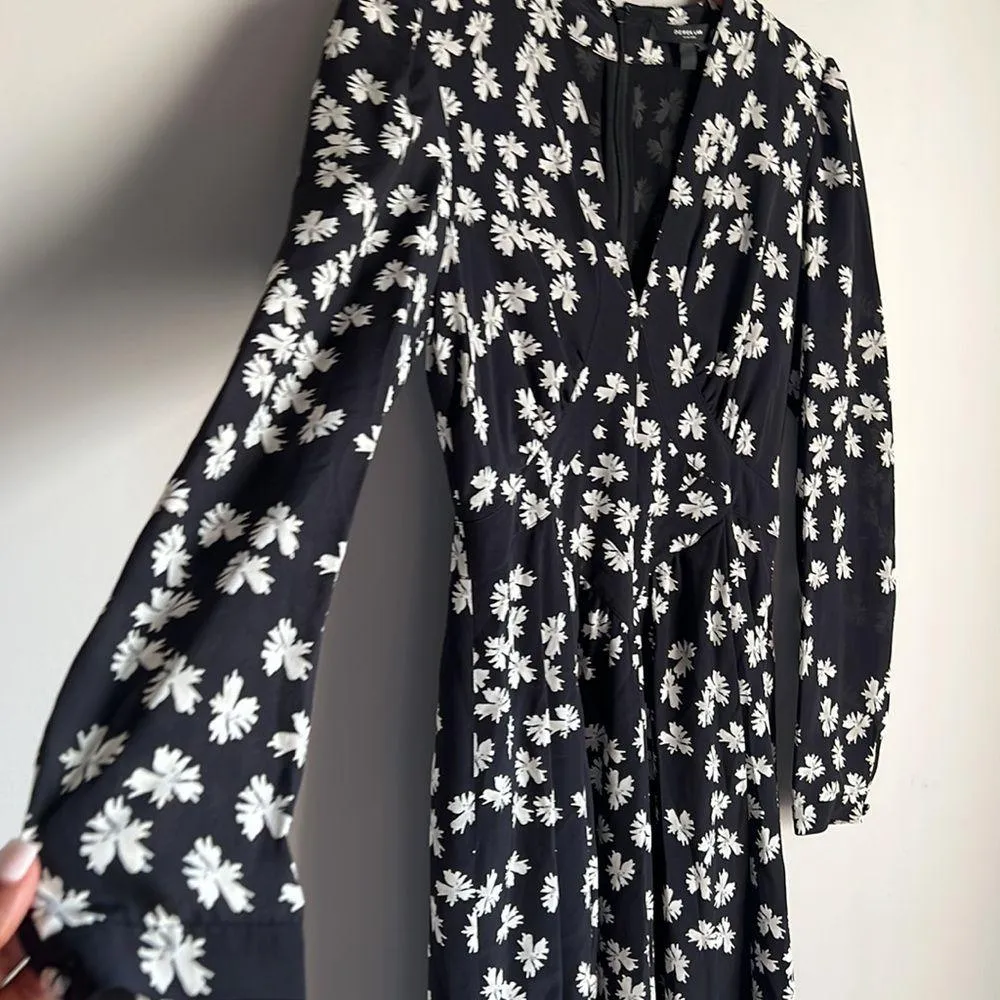 Derek Lam silk Floral Print V-Neck Long Sleeve Mini Dress Size 4 - Image 4