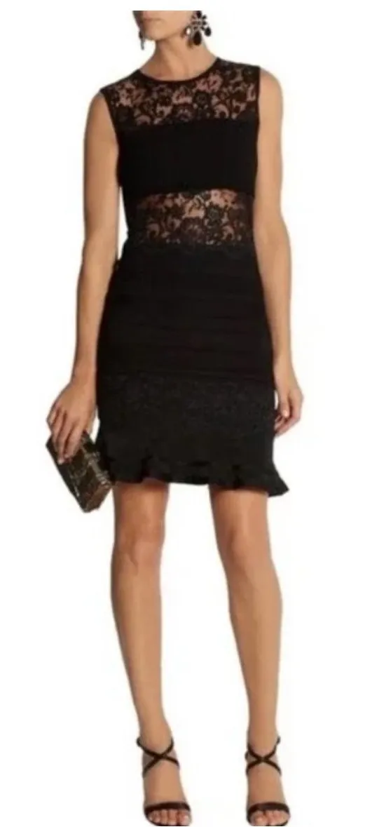 Roberto Cavalli Black Lace Pattern Sleeveless Mini Dress Size 40 (US 4) - Image 1