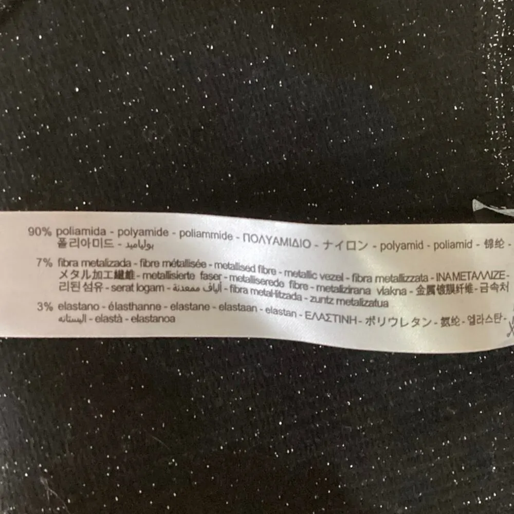 Zara Black Ribbed Knit Scoop Neck Long Sleeve Speckled Sweater Crop Top Sz XS/S - Image 5