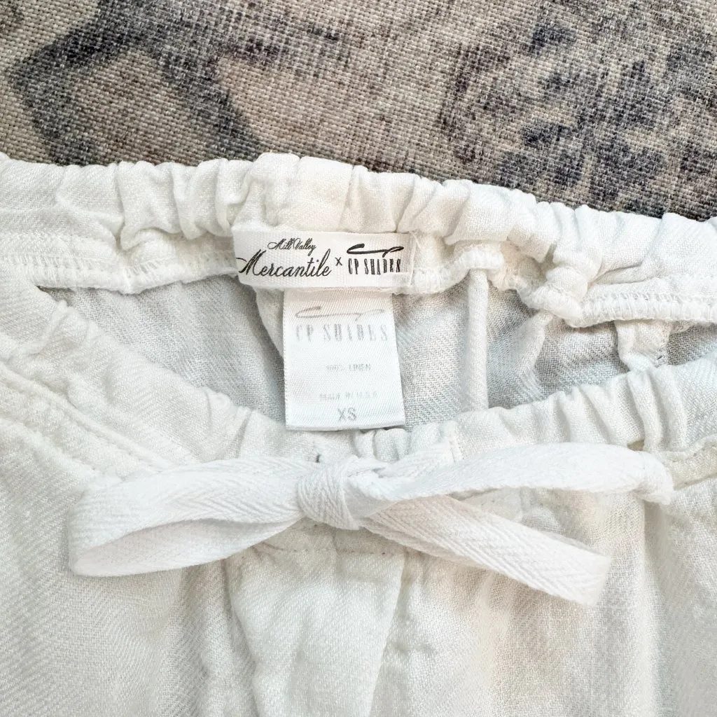 CP Shades Pull On Drawstring Linen Pants in White Boho Coastal Bohemian Size XS - Image 5