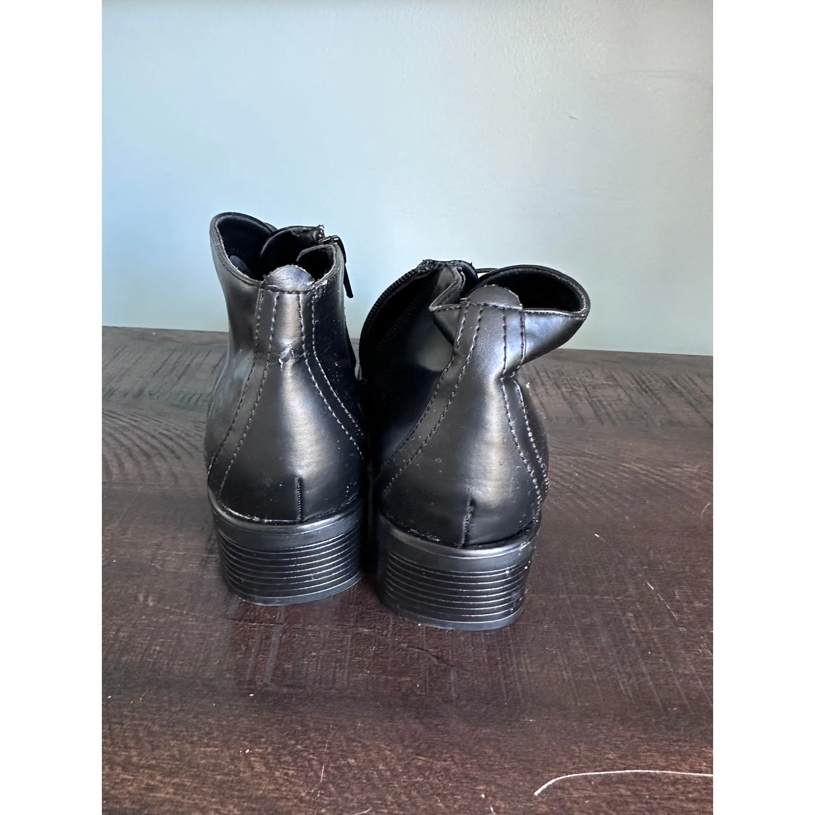 Judith Y2K Wellington Black Side Zip Loop & Button Ankle Boots Size 8.5 - Image 3