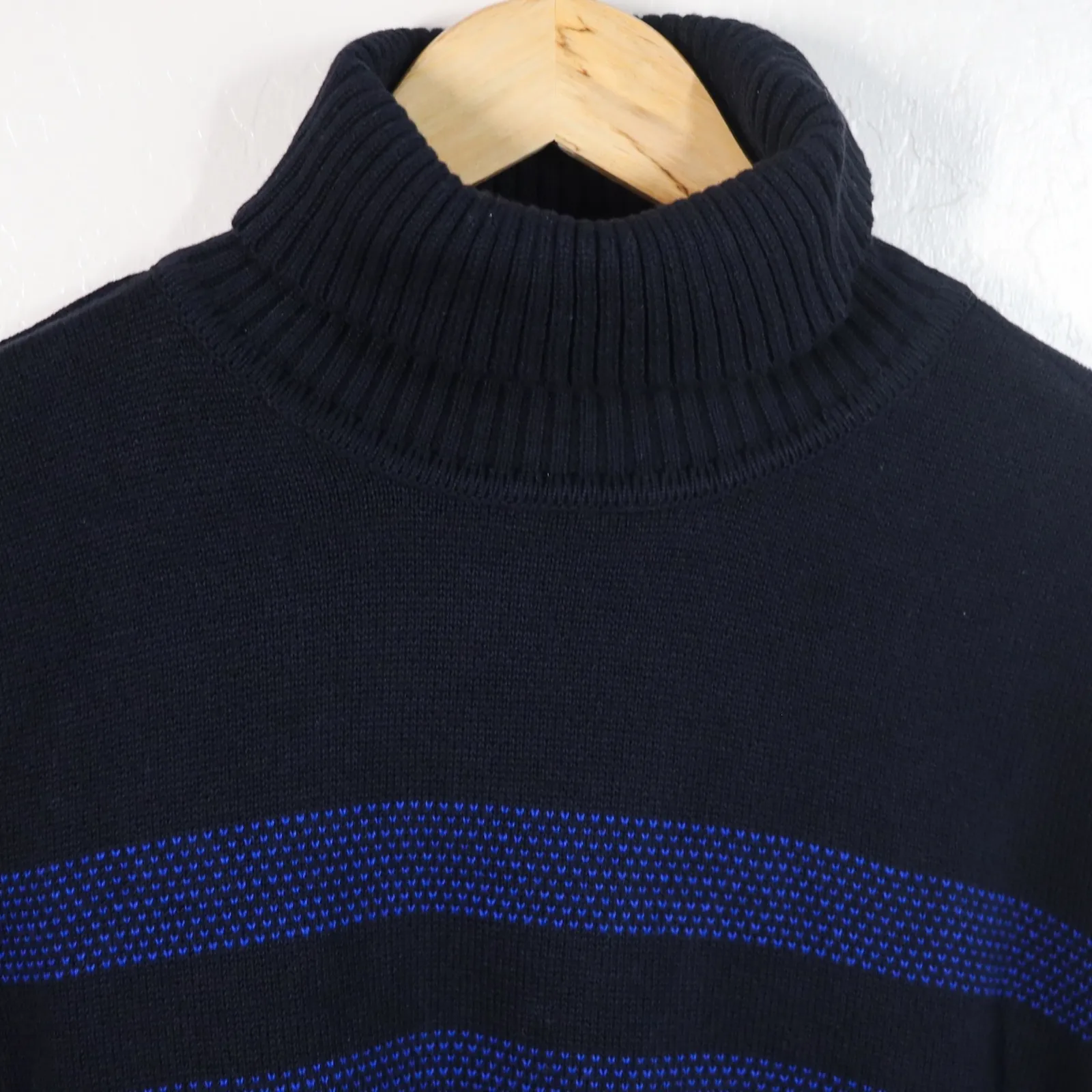 Karen Scott Womens XL Black Blue Colorblock Birdseye Turtleneck Sweater NWTAE39 - Image 3