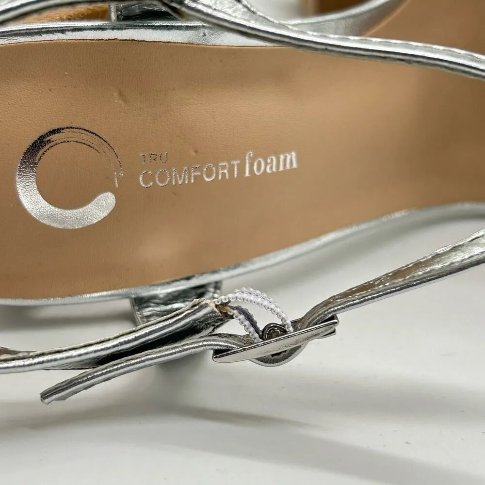 Journee Collection Sandals Womens 7 Silver Dianne Heeled Open Toe Sandals‎ NEW - Image 10