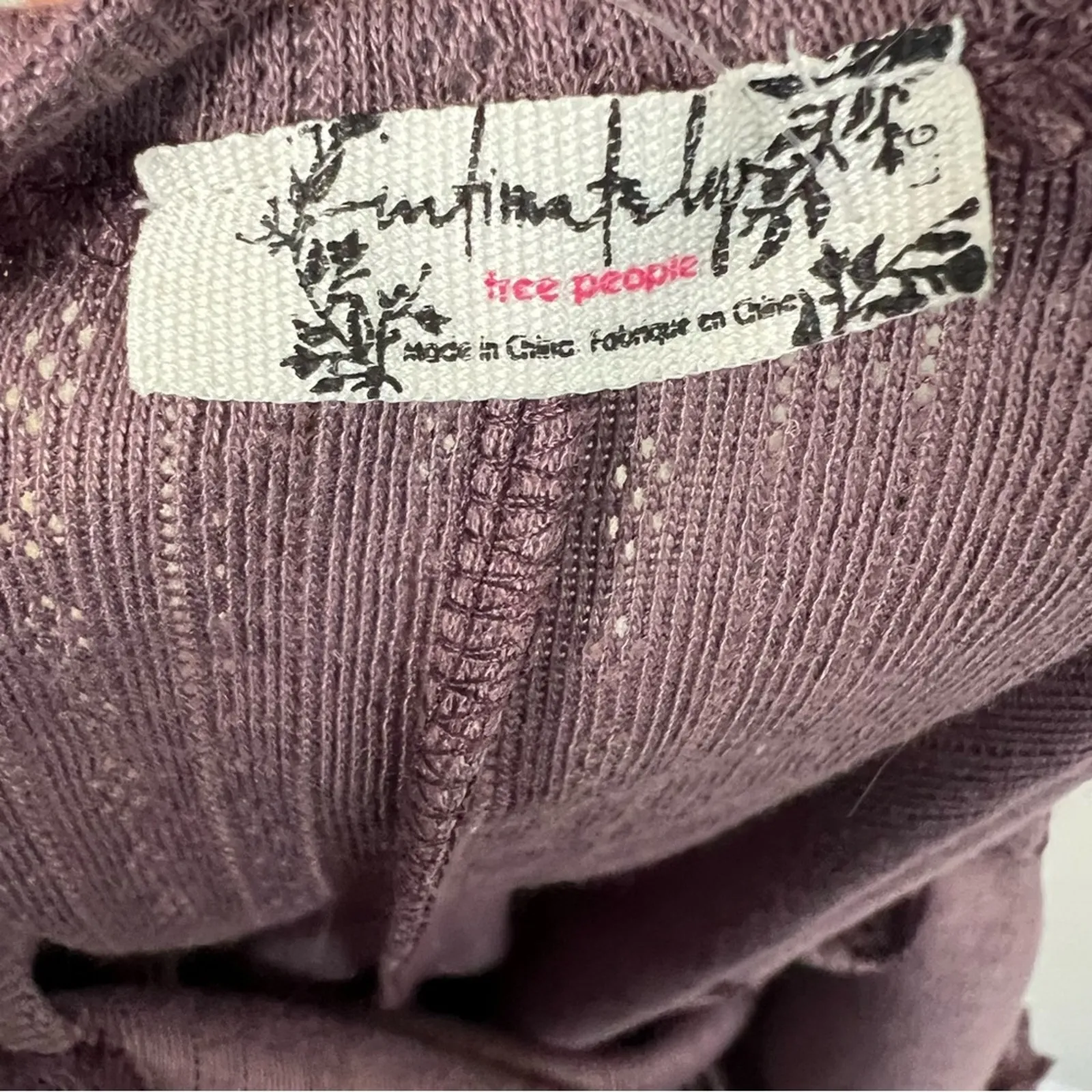 NWT Free People Sleepwear Bodysuit Womens L Purple Ribbed Lace Ruffle Coquette - Image 6