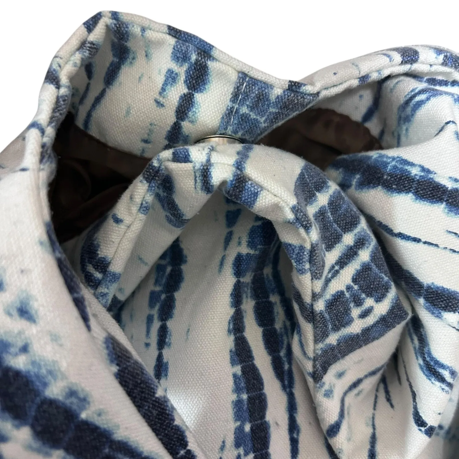 Blue White Tie Dye Hobo Shoulder Bag Womens Large‎ Canvas Boho Purse Tote Retro - Image 8