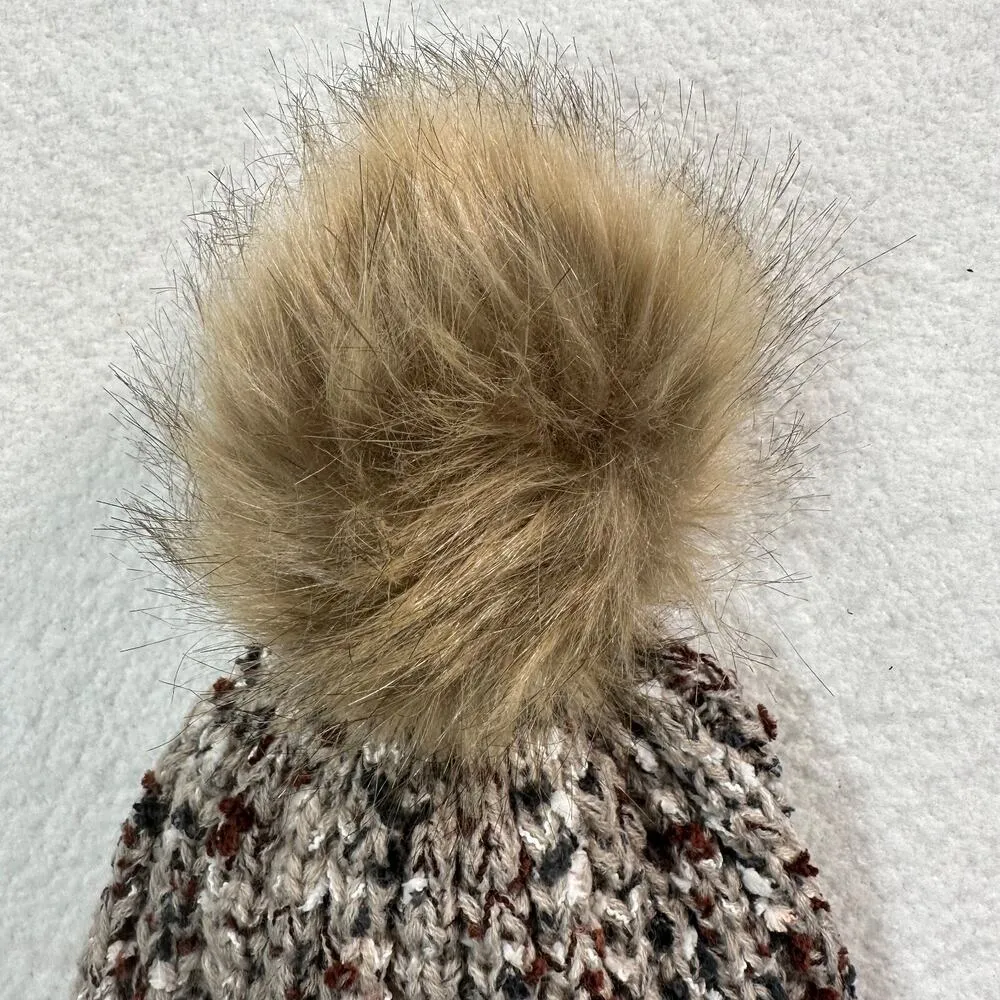 Evelyn K Women's Winter Beanie Hat Knit Brown, Cream, Tan, with Pom Pom - Image 8
