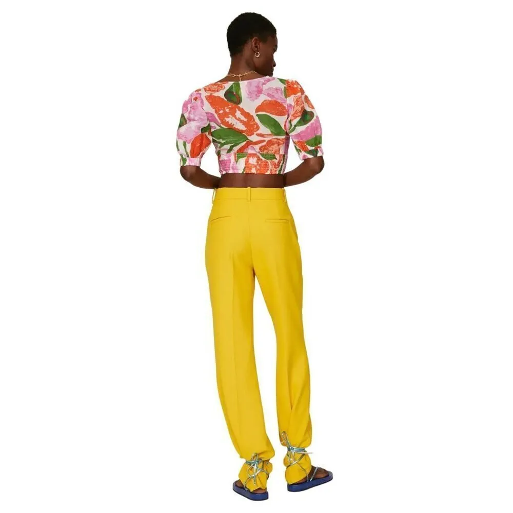 Banjanan Floral Aurora Top in Euphoric Bloom Vivid Large Womens Blouse Orange - Image 14