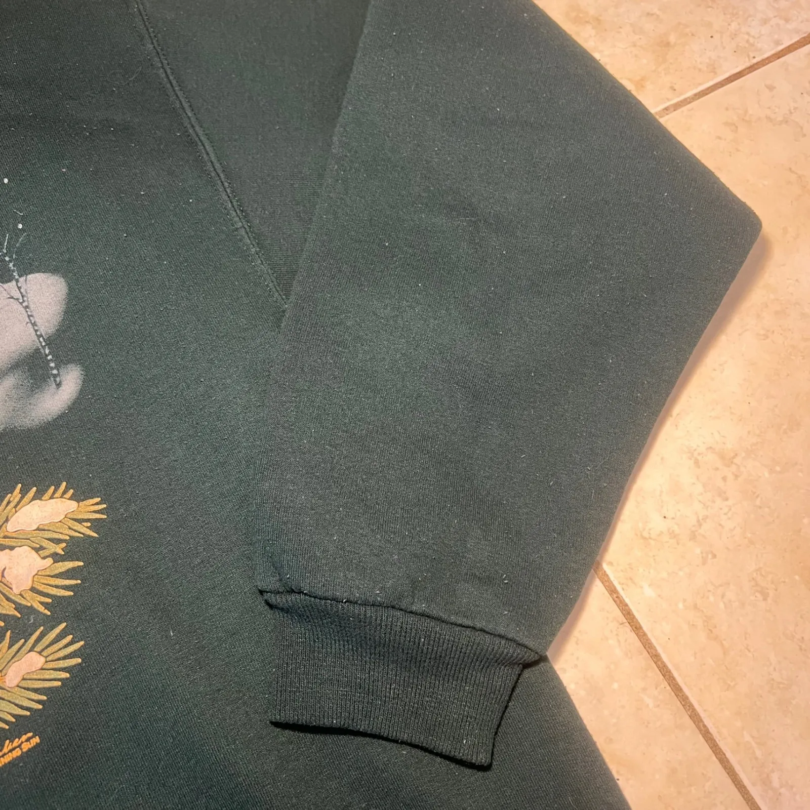 VTG 90s Morning Sun Cardinal Winter Scene Collared Sweatshirt Womens M Green Size M - Image 4