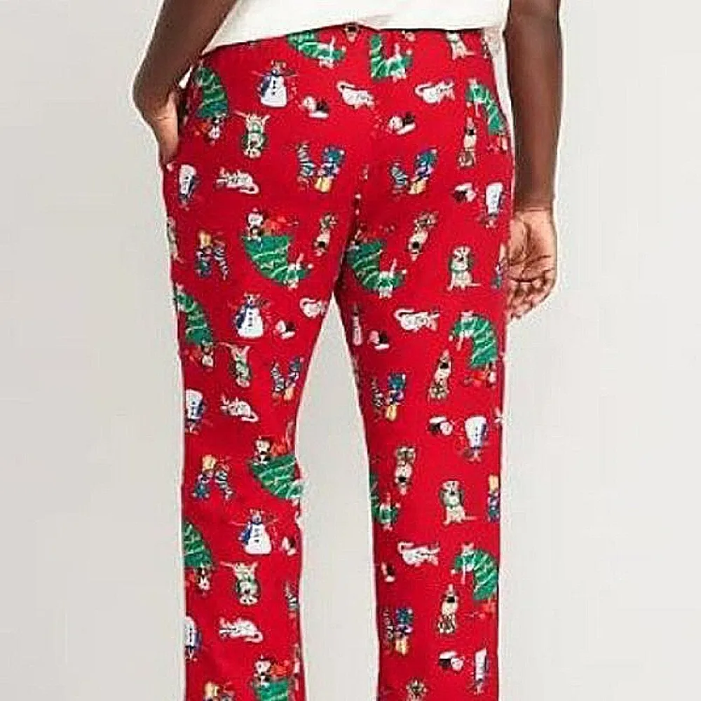 Old Navy Womens XXXL Holiday Pets Dogs Cats Flannel Pajama Pants Christmas Cozy - Image 3