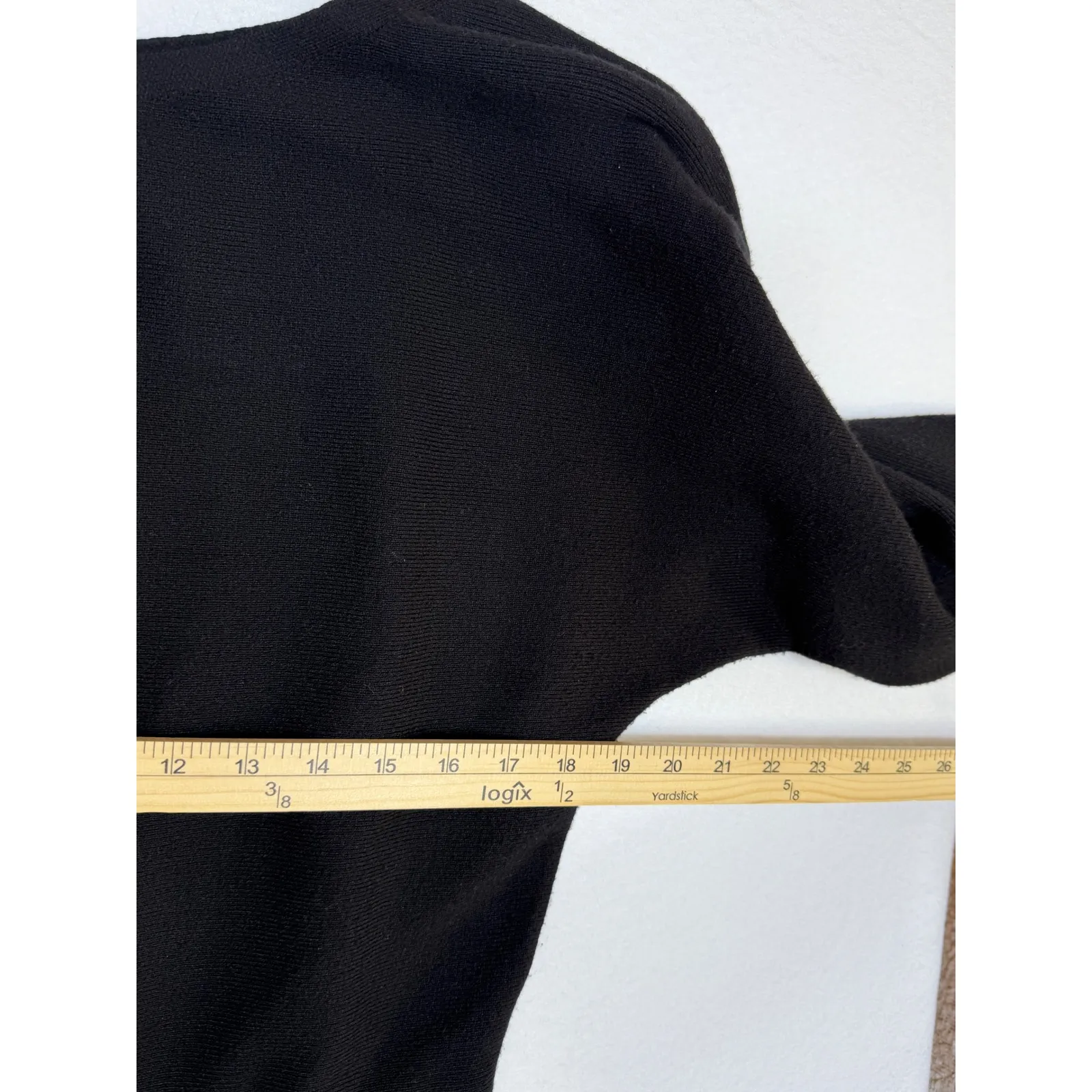 EVEREVE Black Ribbed Sweater Dress Long Balloon Sleeve Mini Knit LG - Image 3