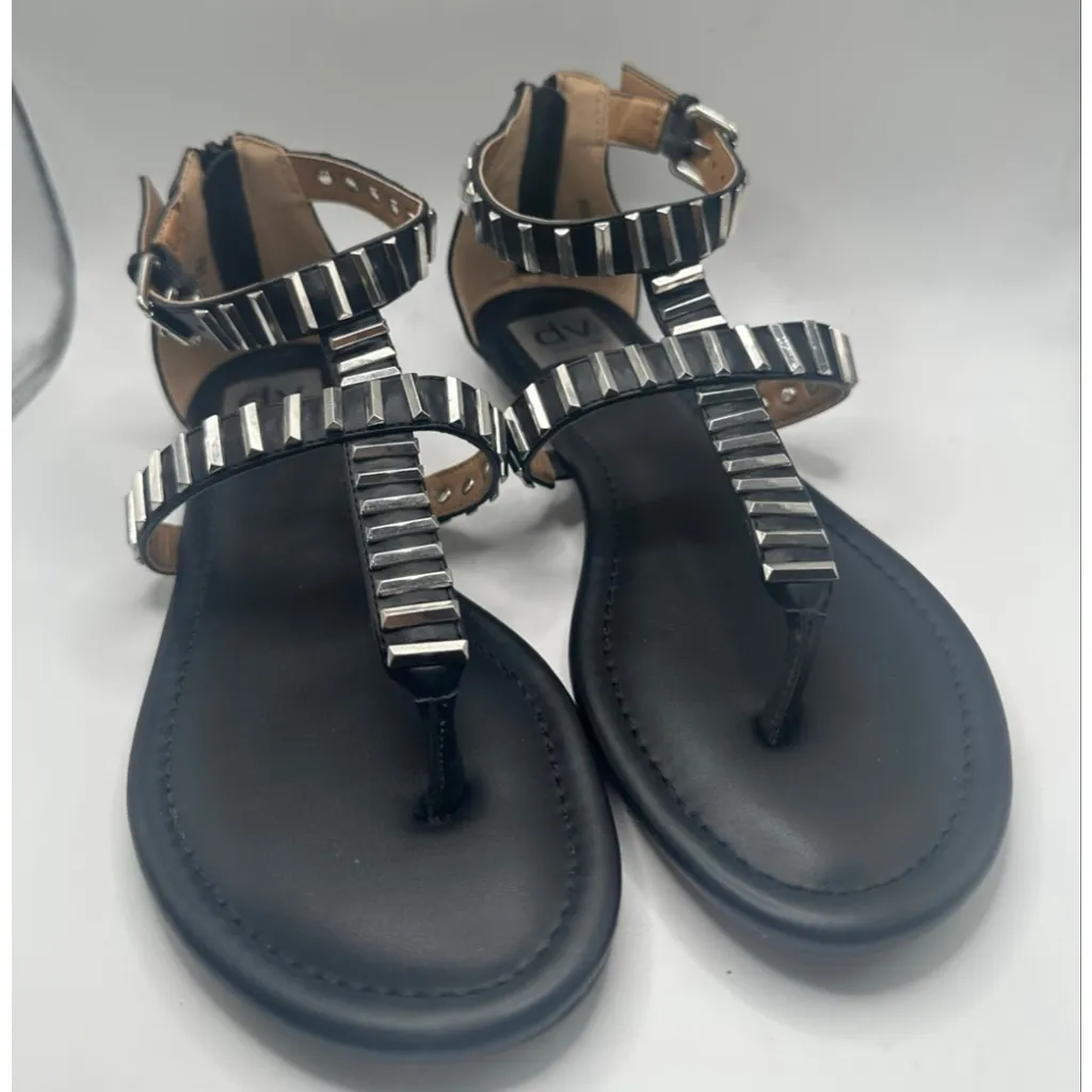 DV Dolce Vita Black Silver SIZE 7 Studded Gladiator Sandals - Image 5