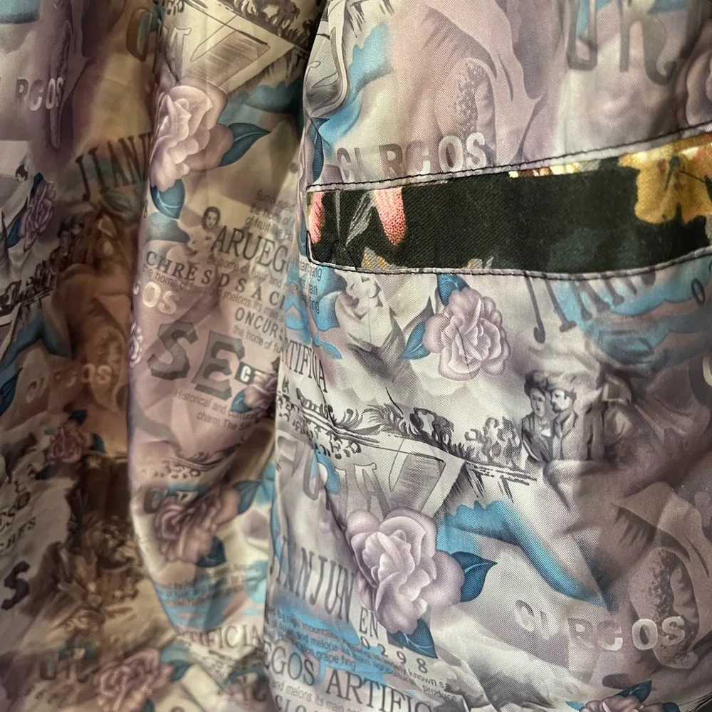 black floral cotton blend jacket size XL - Image 5