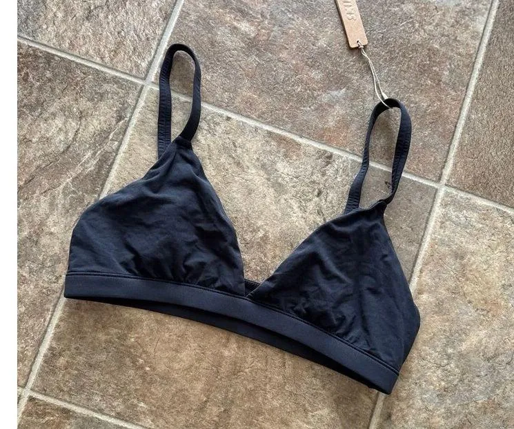 Skims Fits Everybody Triangle Bralette Onyx Size Medium - Image 2
