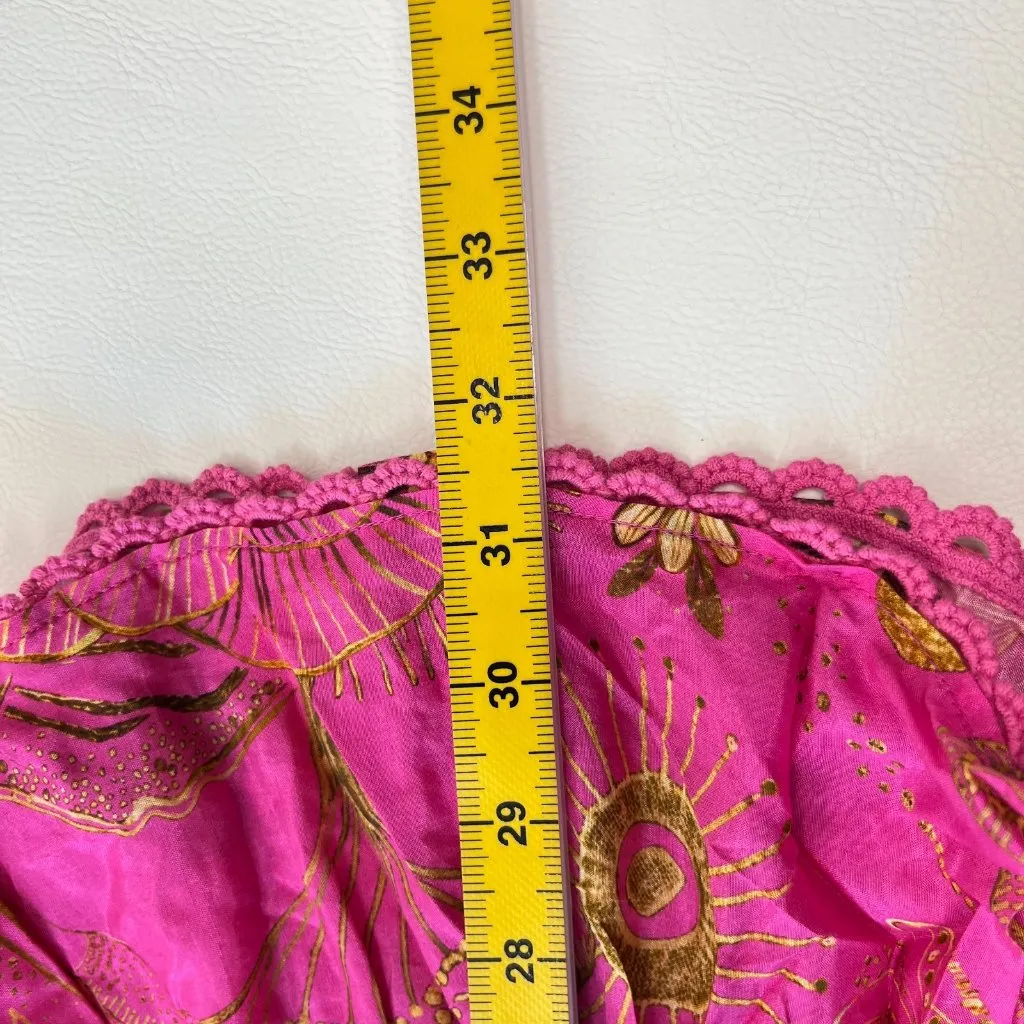 NWT Farm Rio x Anthropologie Beaded Belt Puff Sleeve Pink Mini Dress Sz SP - Image 11