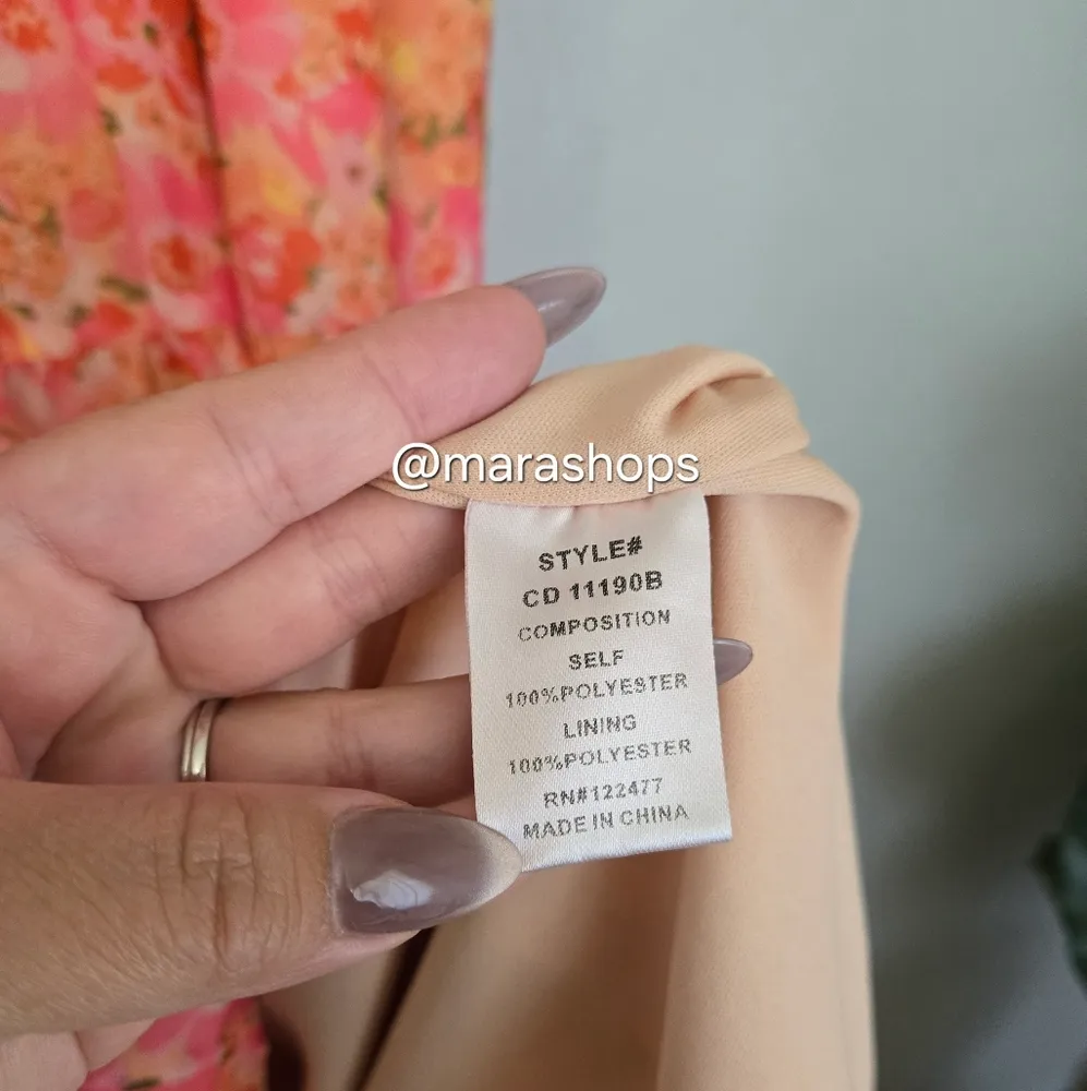 NSR Paloma Floral Print Tiered Midi Dress Orange Size XL - Image 7