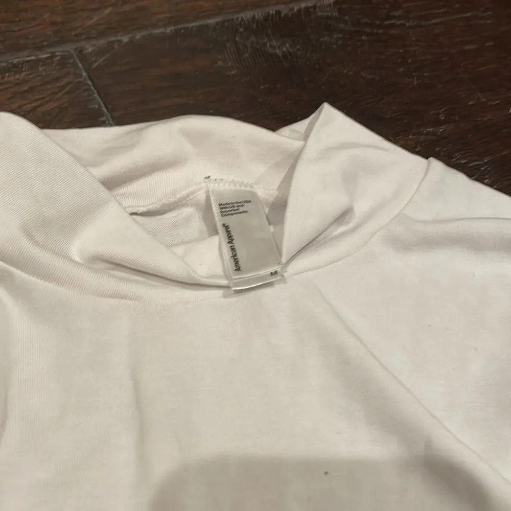 American apparel thin buttery feel white mock neck / turtleneck white top medium - Image 2
