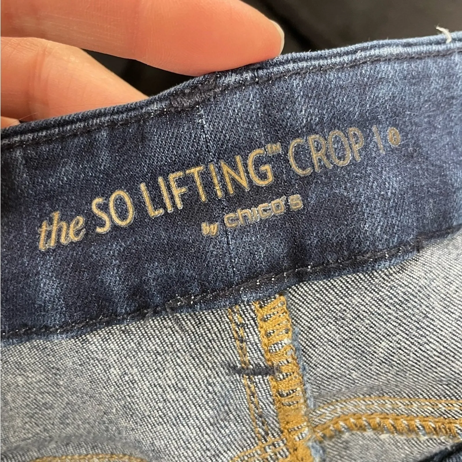 Chicos So Lifting Dark Wash High Rise Cropped Jeans Womens 0P Blue Denim Zip Fly - Image 11