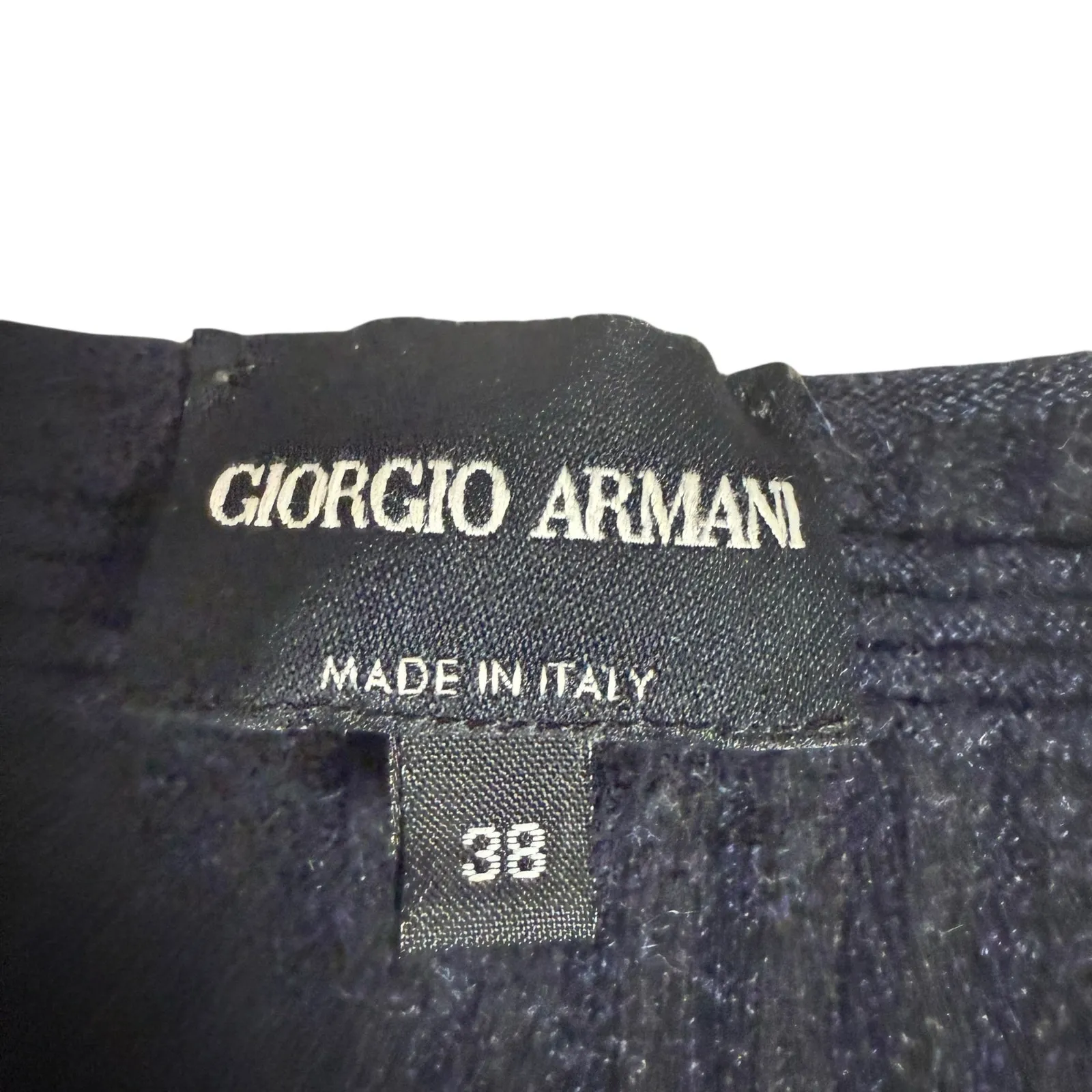 Giorgio Armani Navy Blue Cashmere Silk Ribbed Knit Long Sleeve V-Neck Sweater XS - Image 3