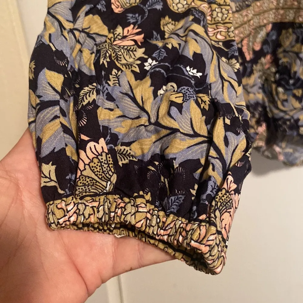 Lascana Floral Peasant Tie Front Blouse Tan Size 12 - Image 3