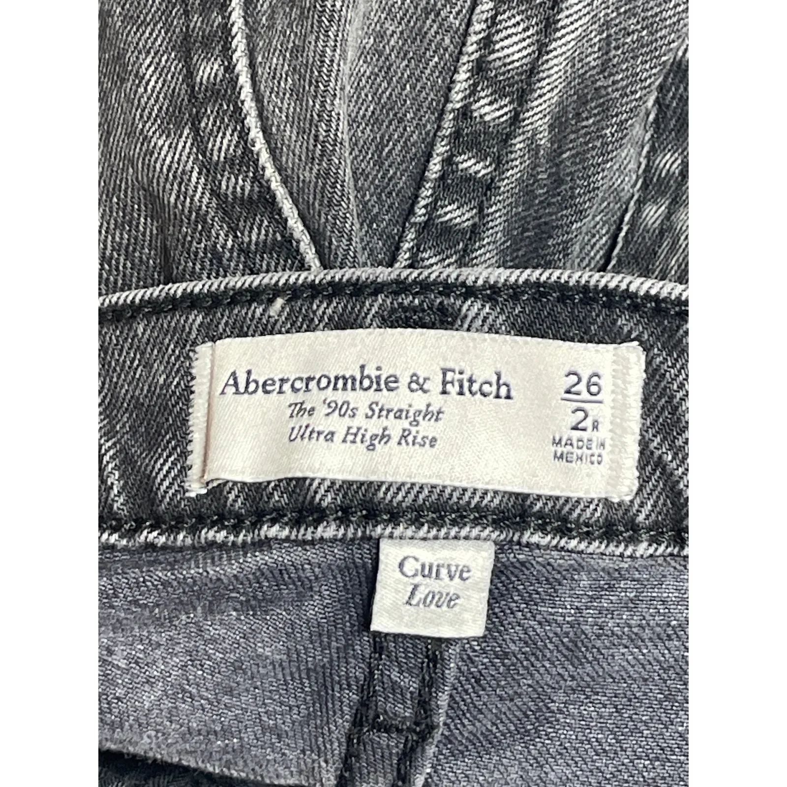 Abercrombie & Fitch 90's Straight Black Ultra High Rise Denim Jeans Pants Sz 26 - Image 3