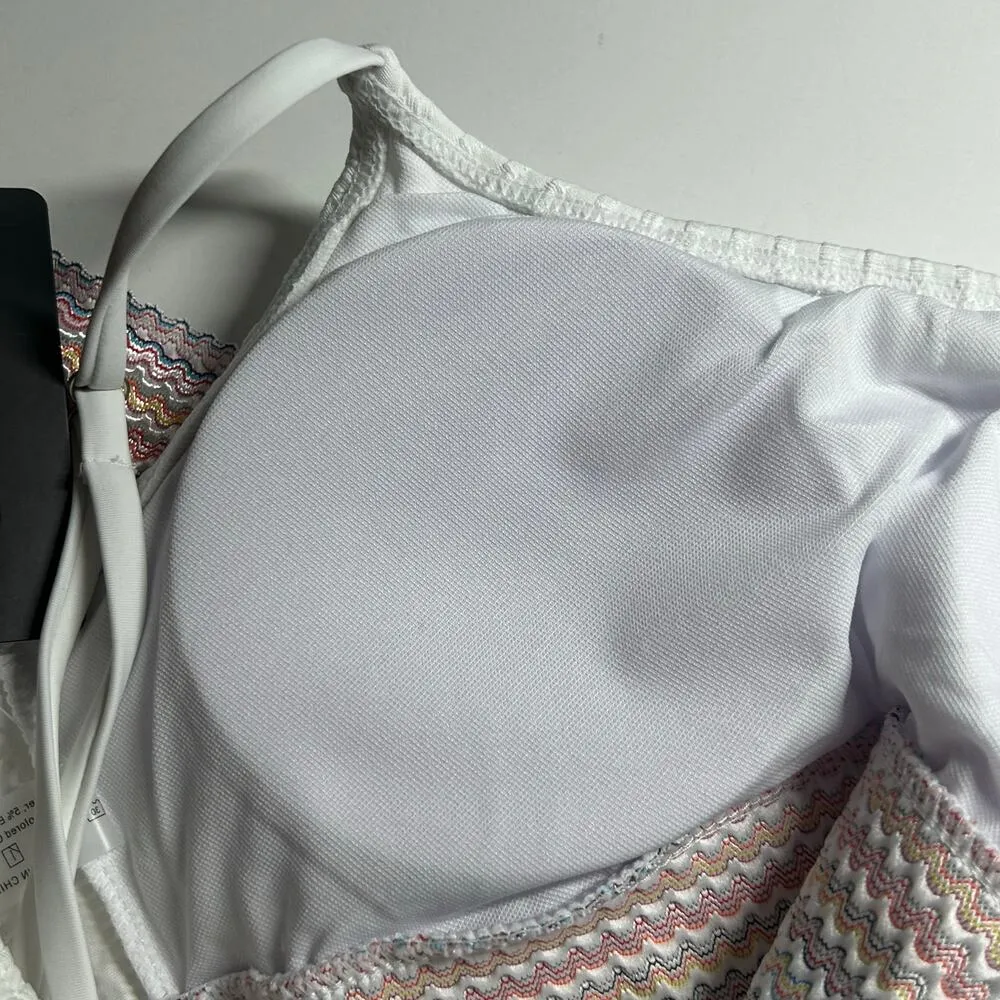 Zuvebamyo Women's Two Piece High Waist Bikini Swimsuit Set Rib White S Small NEW - Image 8