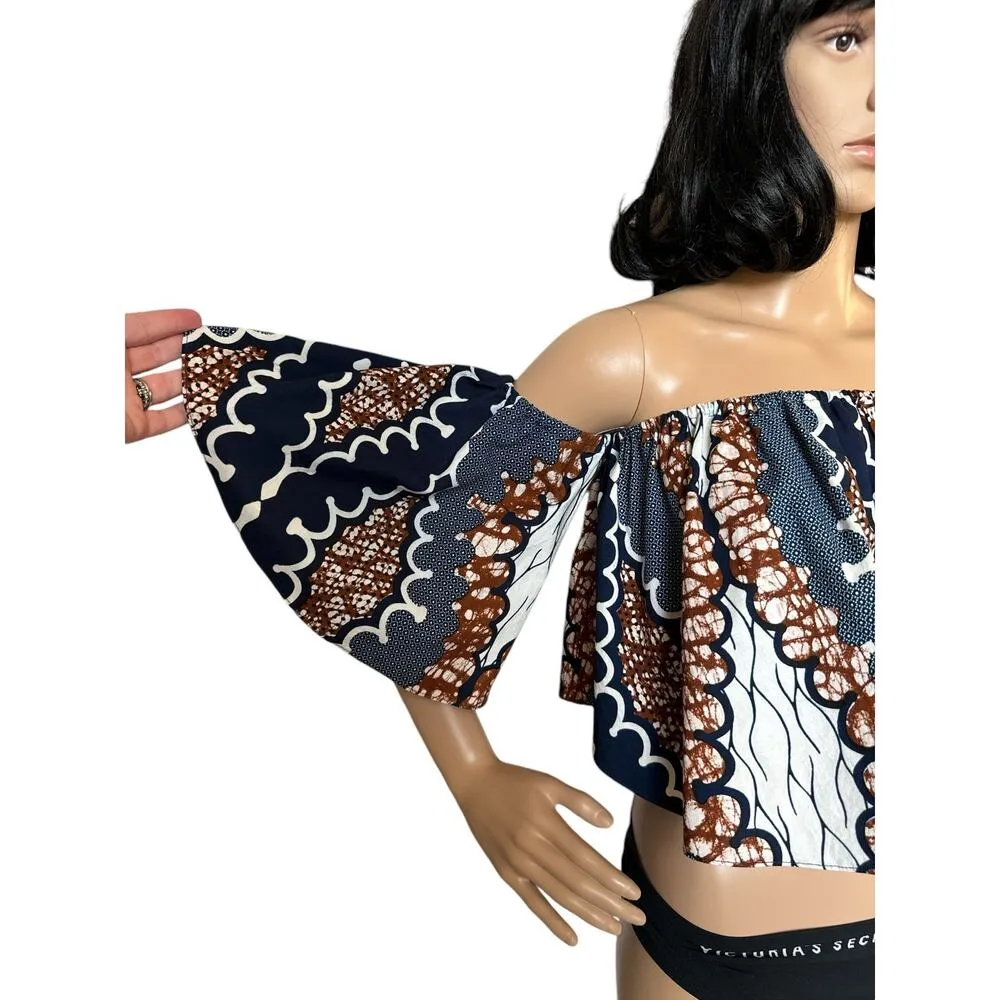 Vintage Royal Native crop off or on the shoulder crop print top size small - Image 6