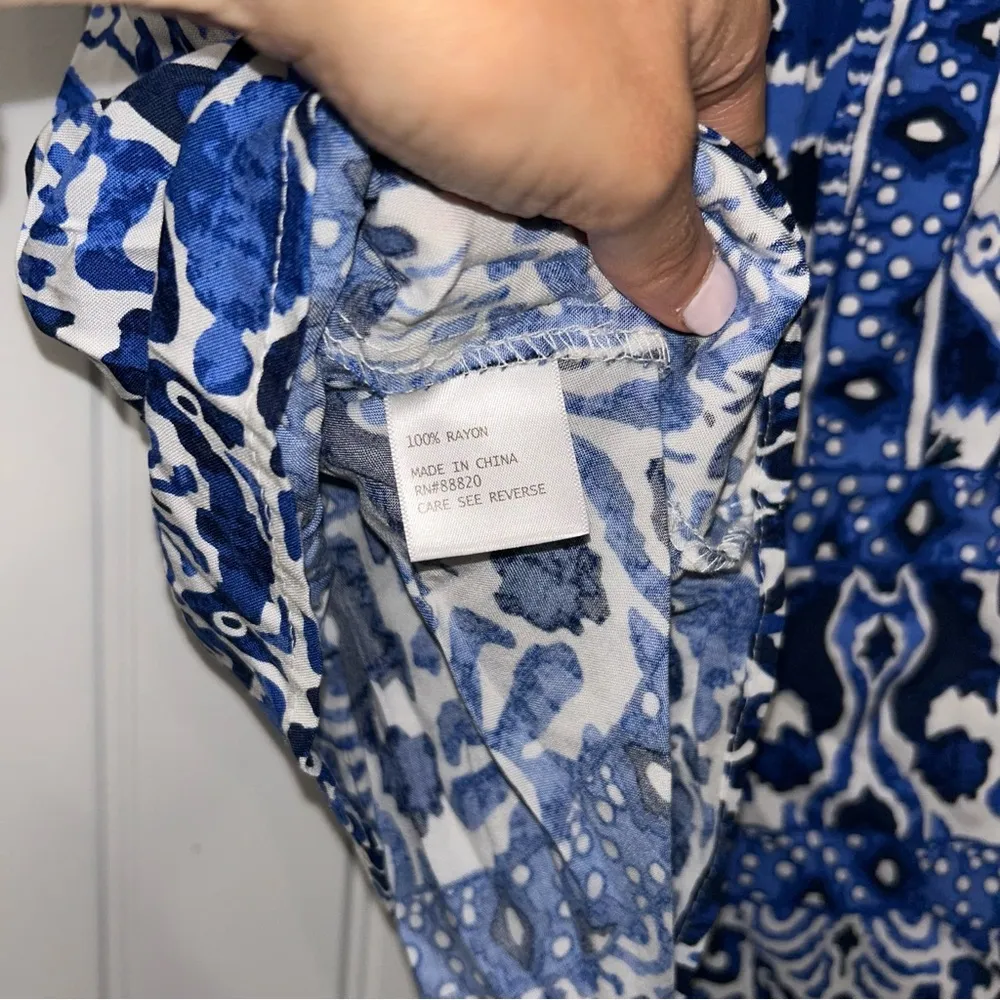 Haute Hippie Top Womens Large Blue Boho Back Button Up Sleeveless Festival Tank - Image 6