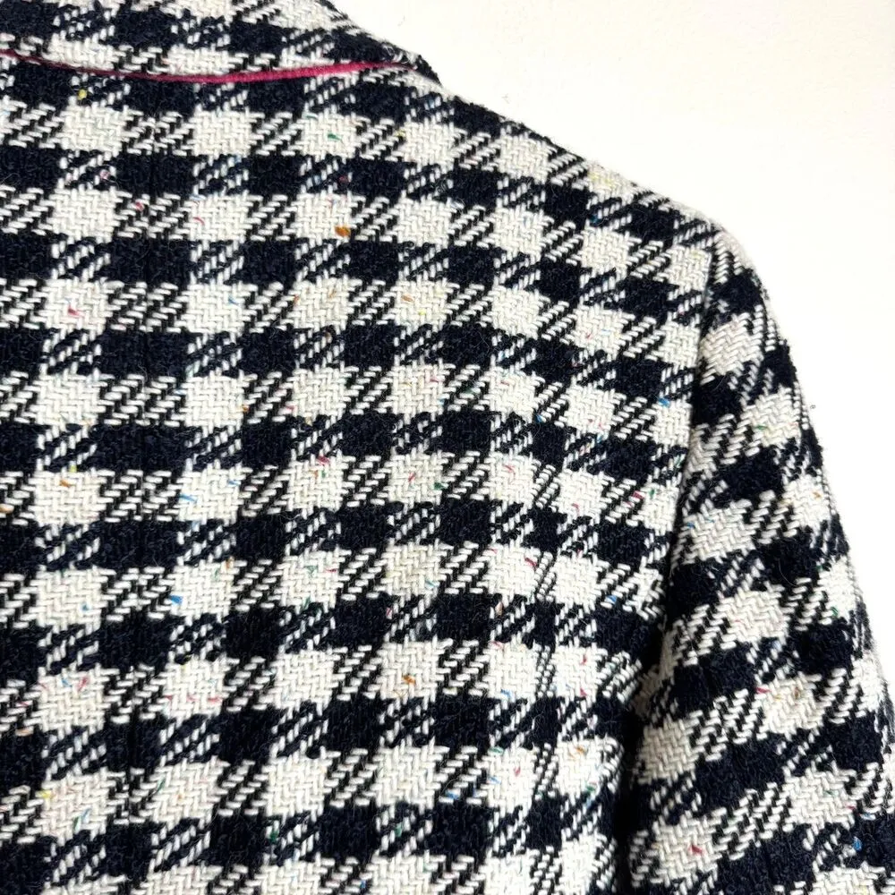 Talbots Blazer Womens 10 Black White Houndstooth Wool Blend Tweed Jacket office - Image 11