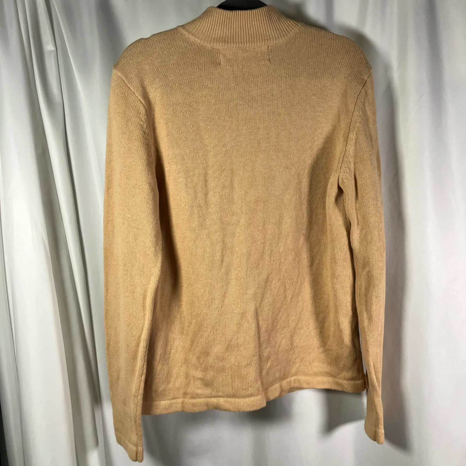 Vintage Terry Lewis Classic Luxuries Leather Front Knit Sweater Top Beige Medium Tan - Image 10