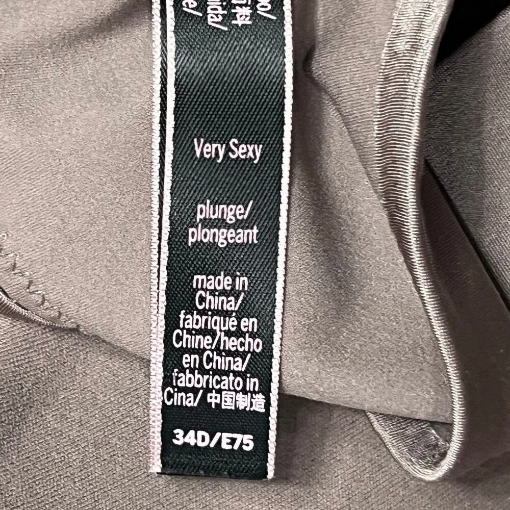 Victorias Secret Very Sexy Plunge Bra 34D Brown Racerback Push Up Padded Strappy - Image 9