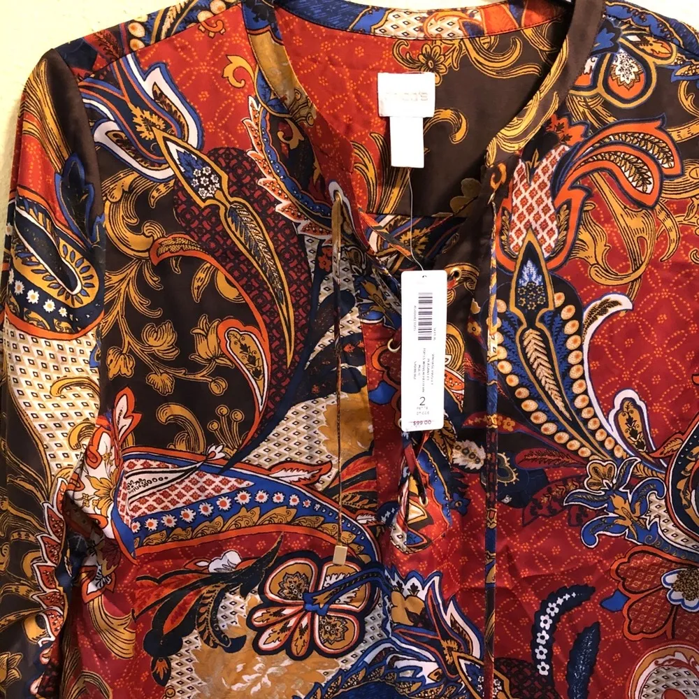 Chico’s 2 Petite Rich Paisley Print Blouse - Image 12