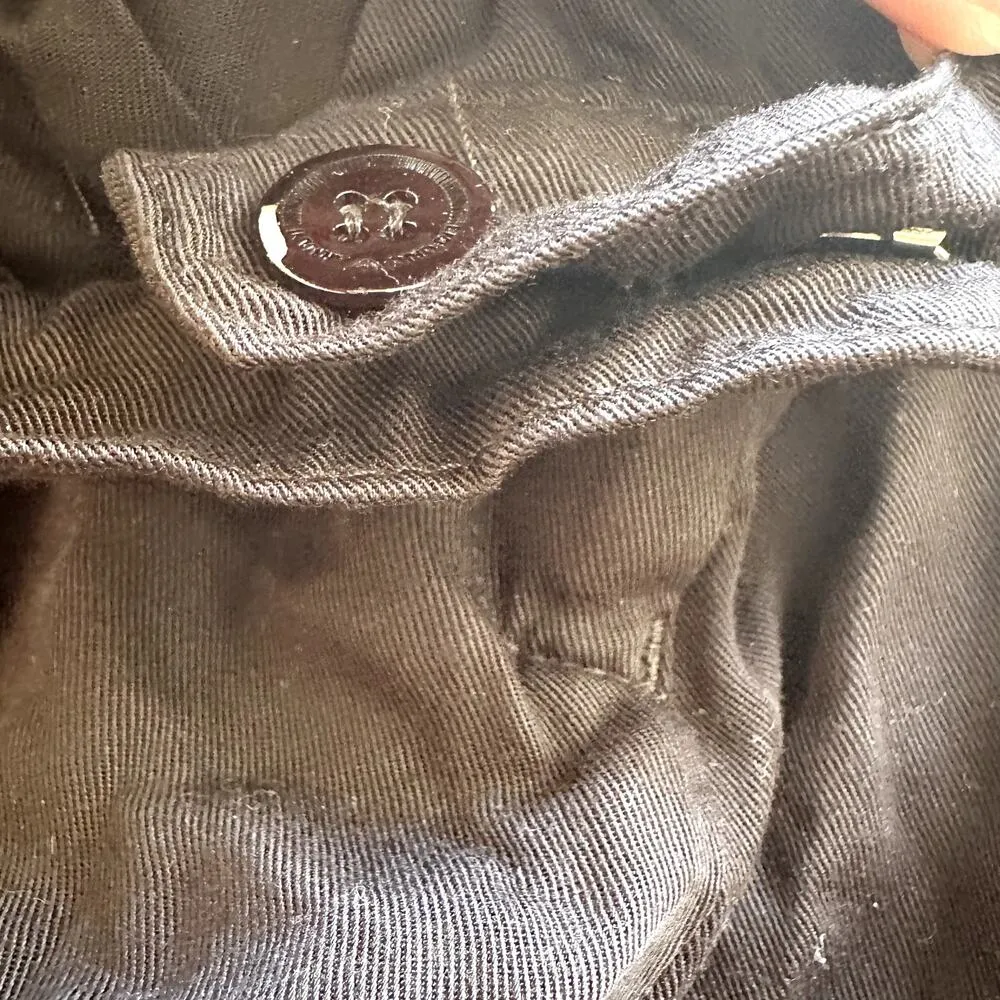 Emporio Armani  Pull On Jogger Pants 100% Lyocell Button Pockets Solid Black 8 - Image 2