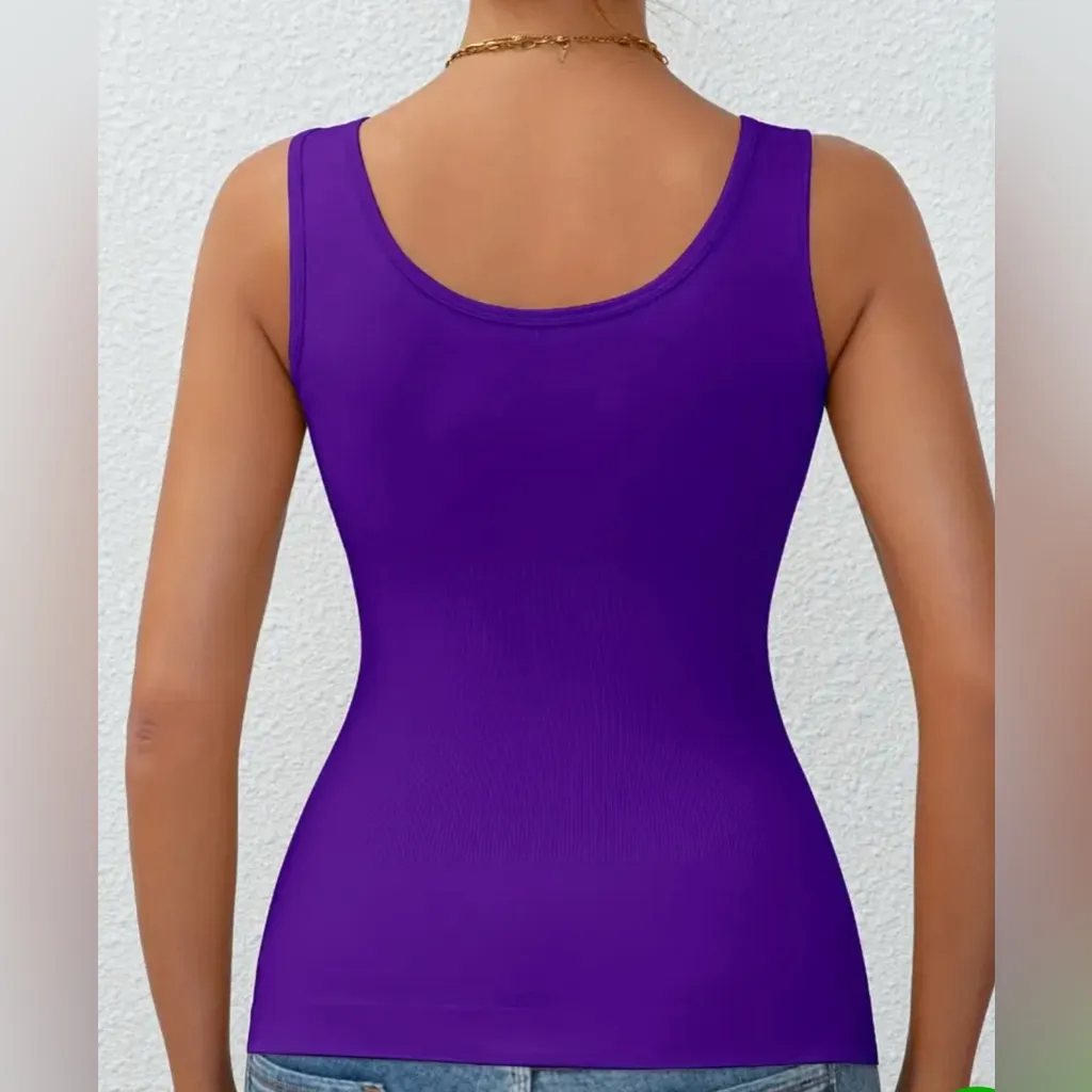 Waist Shrinking Chest Enhancing Compression Tank Reversible Neckline Purple Size M - Image 2