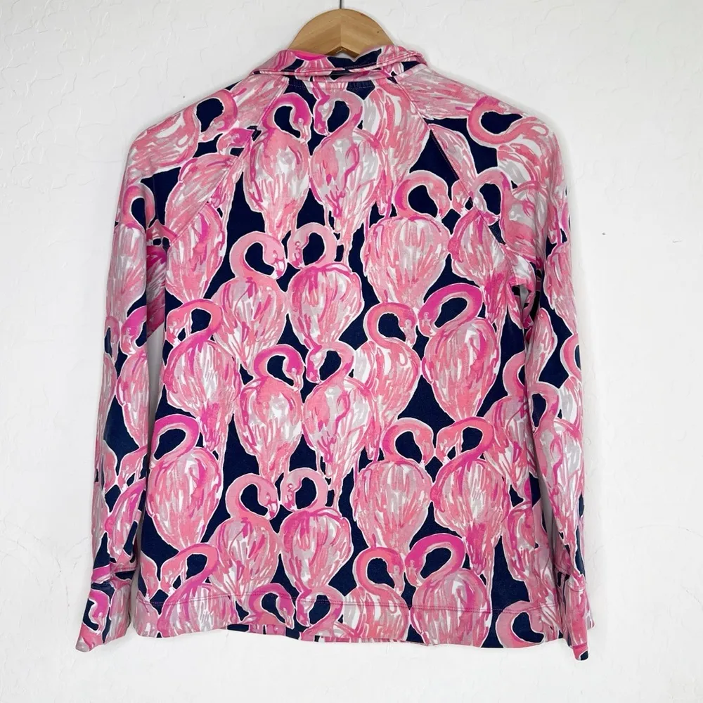Lilly Pulitzer sweatshirt pink Flamingo 1/4 Zip Pullover Sweater - Image 6