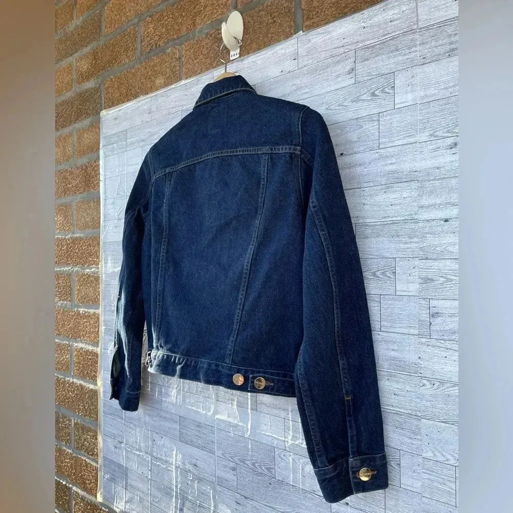 Goldsign The Pleat Cropped Denim Jacket size medium Blue - Image 7