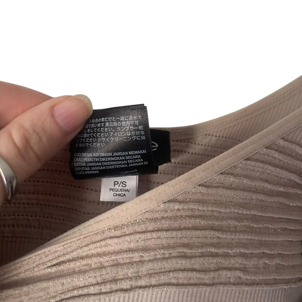 Bebe Y2k Womens Size Small Rouched Stretch Bodycon Round Neck Metallic Dress Top - Image 5