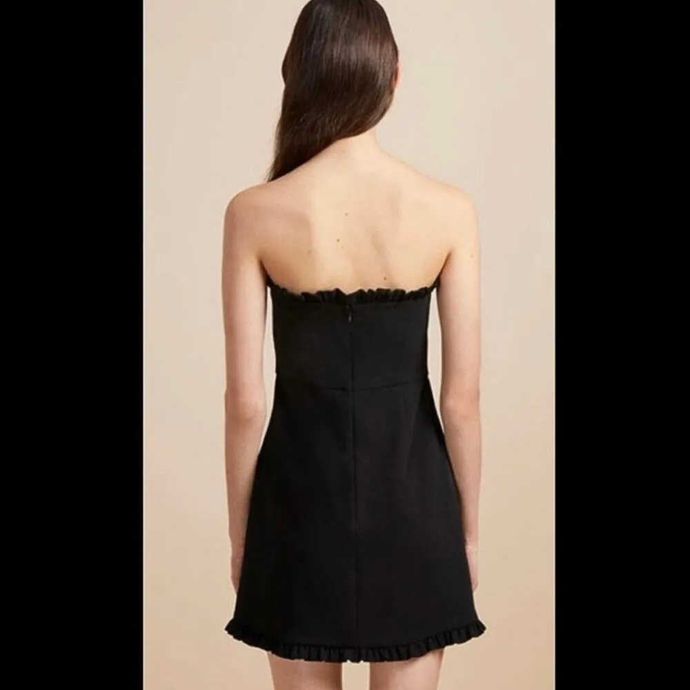 French Connection Whisper Ruth Black Ruffled Strapless Mini A-line Tube Dress 8 - Image 3